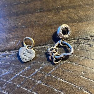 Pandora Silver Heart Charms x2